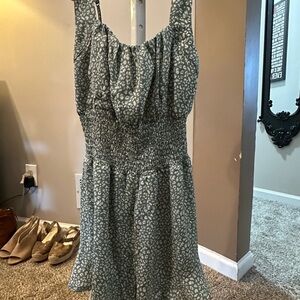 She + Sky Teal Leopard Print Midi Romper